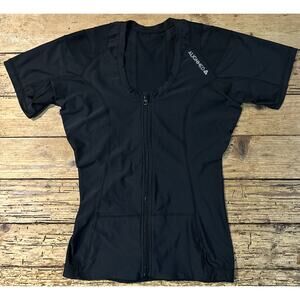 AlignMed Women’s Black Posture Shirt 2.0 Zip Short Sleeve Postural Health Size L